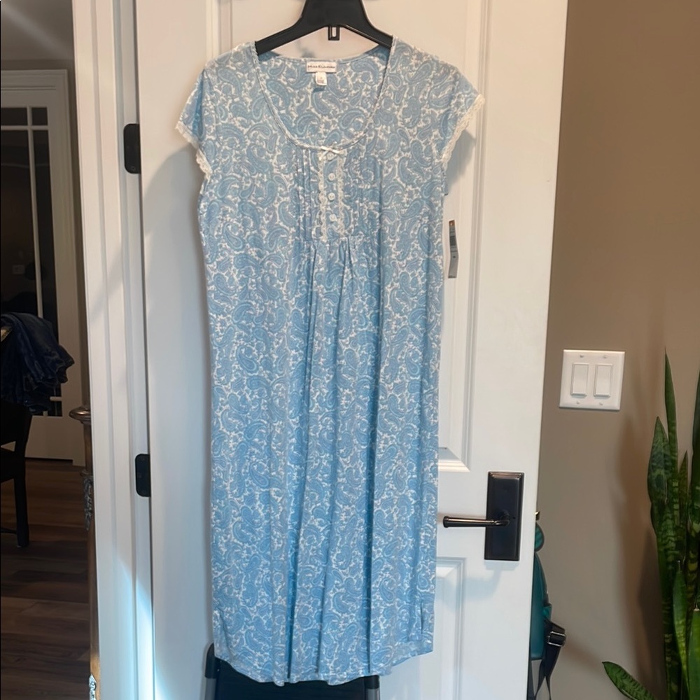 Miss Elaine Blue Buttoned Sheath Midi Dress